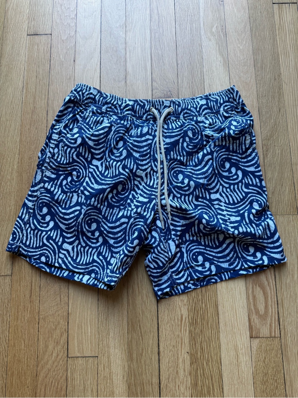 J. Crew Men's Navy Blue Patterned Swim Trunks